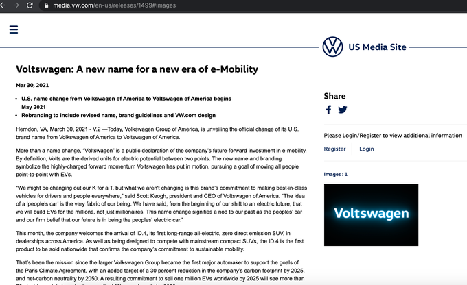 Včerajšnje uradno tiskovno sporočilo Volkswagna v ZDA | Foto: Volkswagen