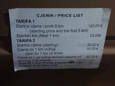 Šok za turiste: taksi za prvih pet kilometrov 120 evrov