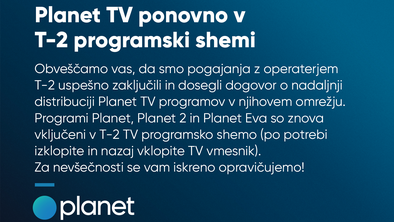 Planet TV ponovno v T-2 programski shemi