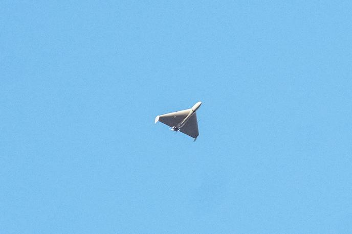 Droni | Garpije, ki so zasnovane po vzoru iranskega brezpilotnega letala Shahed, lahko preletijo stotine kilometrov do vnaprej programiranih ciljev, nato pa strmoglavijo in ob trku eksplodirajo.  | Foto Reuters