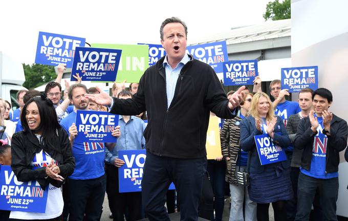 Politična prihodnost britanskega predsednika vlade Davida Camerona je odvisna od rezultatov referenduma. Cameron se zavzema za obstanek Velike Britanije v EU. Del njegove konservativne stranke po drugi strani poziva k izstopu.  | Foto: Reuters