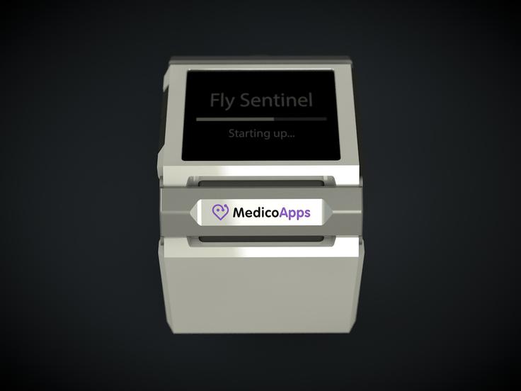 Pametna ura FlySentinel, ki jo razvija slovensko start-up podjetje MedicoApps, je namenjena (predvsem) pilotom, saj med drugim spremlja njihov srčni utrip, telesno temperaturo in nasičenost kisika v krvi, pa tudi pomembne parametre v okolju, kot so temperatura okolja, hrup, vlažnost, vsebnost ogljikovega monoksida (CO), G-sile in lokacije (koordinate GPS). | Foto: MedicoApps