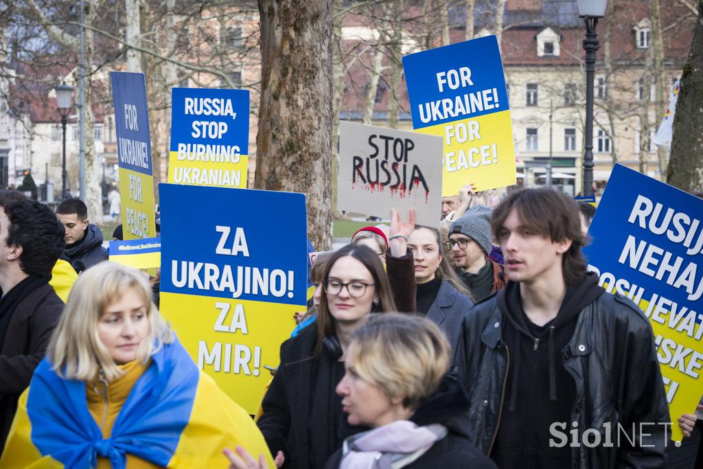 Shod ob tretji obletnici vojne v Ukrajini. Ukrajina.