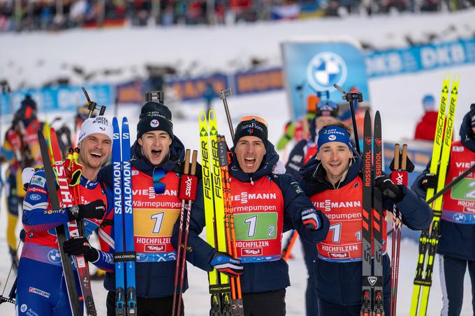 Zmagali so Francozi Emilien Jacquelin, Eric Perrot, Quentin Fillon Maillet in Fabien Claude. | Foto: Guliverimage