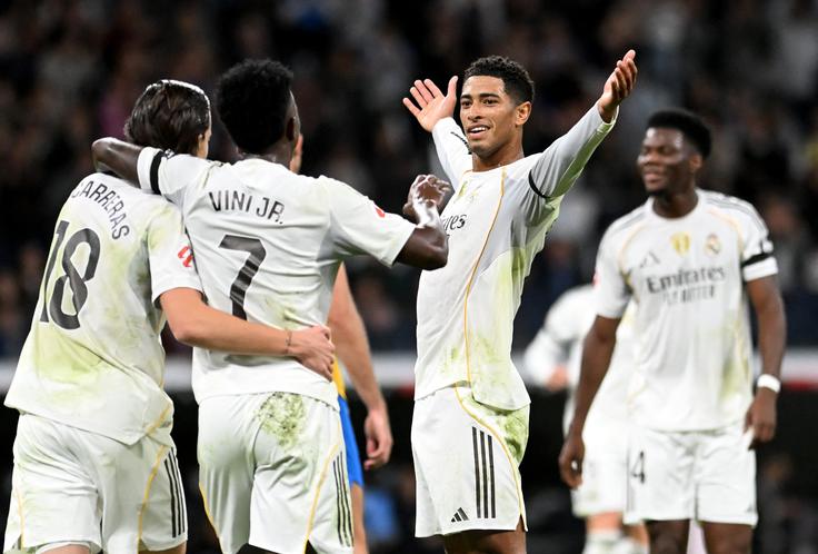 Jude Bellingham je zadel za 3:0. | Foto: Reuters