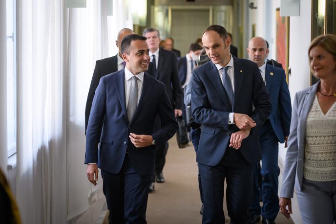 Anže Logar in Luigi Di Maio |  Italijanski zunanji minister Luigi Di Maio (levo) je bil na obisku v Sloveniji 6. junija. | Foto STA