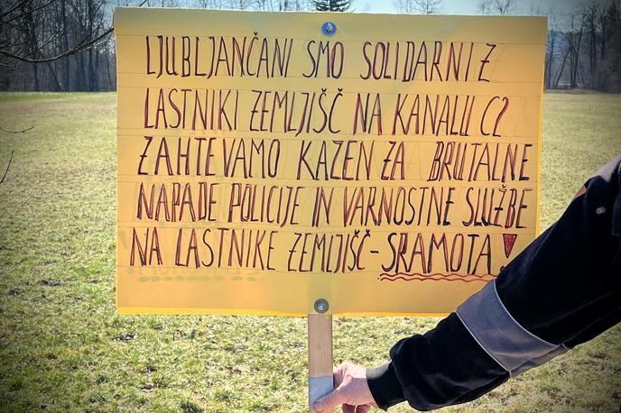 kanal C0 - kmečki punt | Marca 2023 je na trasi kanalizacijskega kanala C0 potekal protest zoper gradnjo. | Foto Ana Kovač
