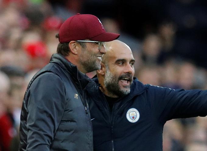 Jürgen Klopp je edini neporaženi trener v angleškem prvenstvu. Josep Guardiola je z Manchester Cityjem v tej sezoni klonil enkrat. | Foto: Reuters