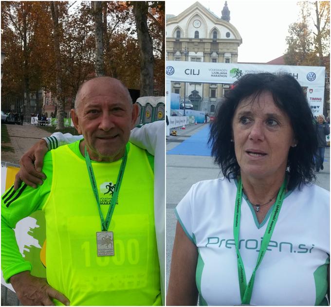 Mladen Kolandović iz Zadra in Milena Mašara iz Ljubljane sta zaprla vrata 21. Ljubljanskega maratona. | Foto: 