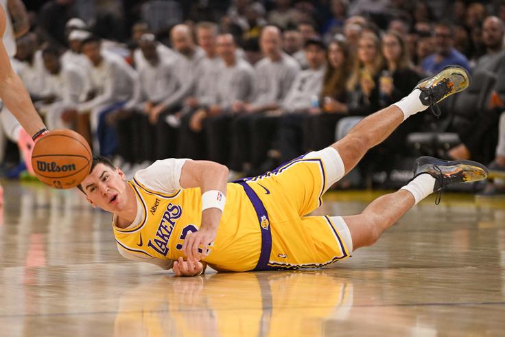 Jake LaRavia se je znašel v začetni peterki. Edini, ki je odigral obe pripravljalni tekmi Lakersov med prvih pet, je bil Quentin Grimes. | Foto: Reuters