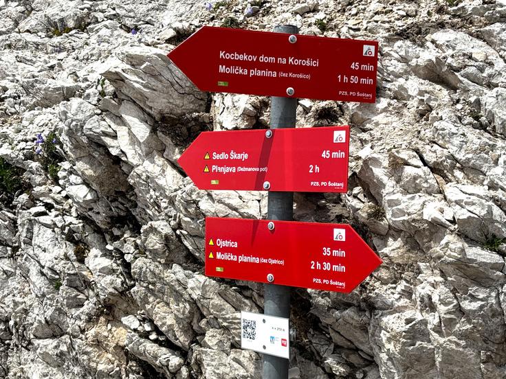 Planinska zveza Slovenije je lani vpeljala nove usmerjevalne table, ki postopno nadomeščajo trenutne – markacisti so jih namestili že okrog tri tisoč.  | Foto: Bojan Rotovnik