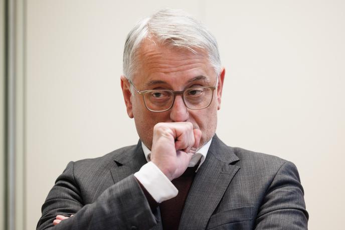Predsednik vlade Robert Golob ter ministra Matjaž Han in Asta Vrečko so dali izjavo po današnjem srečanju strank vladne koalicije. | Predsednik SD Matjaž Han | Foto STA