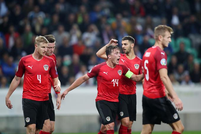 Veselje Avstrijcev v Stožicah po zadetku Stefana Poschla | Foto: www.alesfevzer.com