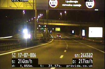 Po ljubljanski obvoznici divjal z 214 kilometri na uro #foto