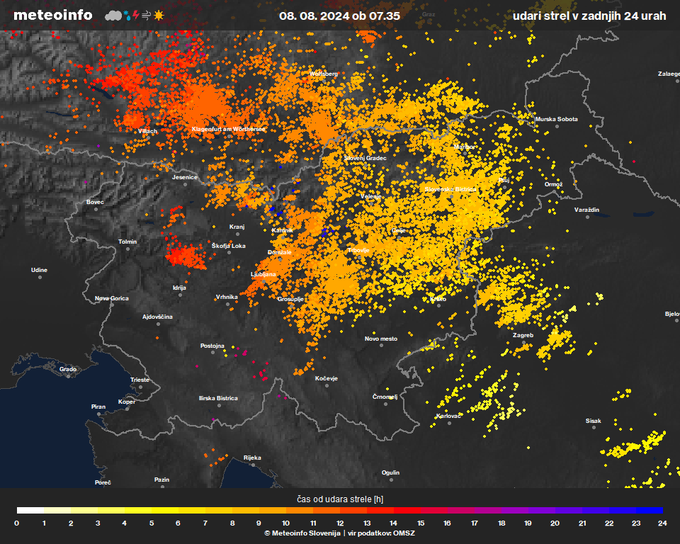 udari strel 24 h | Foto: Meteoinfo Slovenija