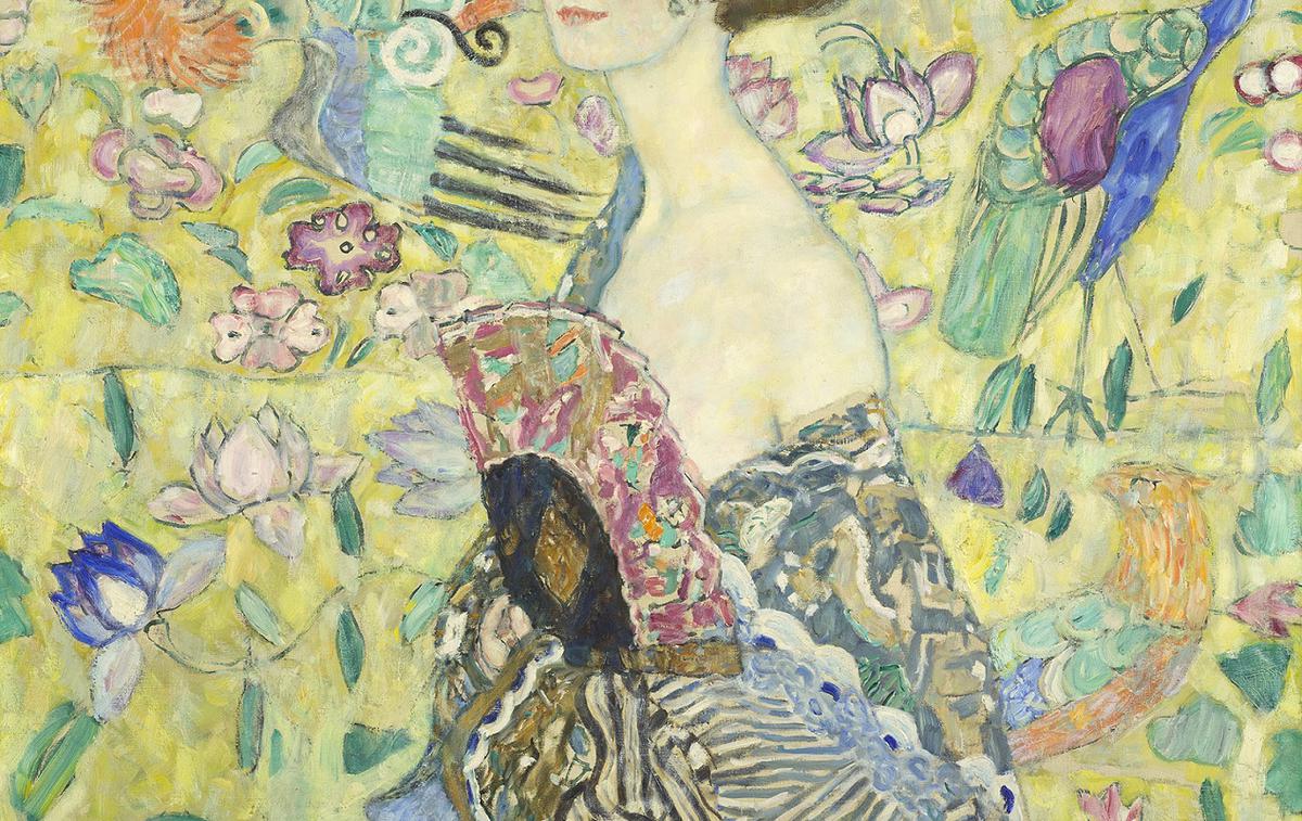 Dama s pahljačo Klimt | Helena Newman iz avkcijske hiše Sotheby's je povedala, da je bila slika naslikana v času Klimtovega umetniškega razcveta, ko je ustvaril nekaj svojih najbolj znanih in eksperimentalnih del. | Foto Zasebna zbirka/Belvedere/Markus Guschelbauer