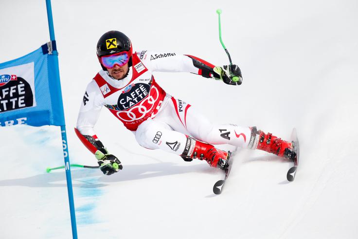 Avstrijec Marcel Hirscher si je mali kristalni globus v veleslalomu zagotovil že pred finalom v Areju. | Foto: Getty Images