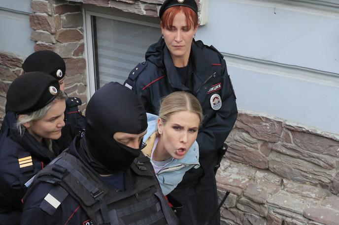 protest, Moskva, 10.8.2019 | Ljubov Sobol je ena od opozicijskih kandidatk za svetnico, ki jim moskovske oblasti ne dovolijo kandidature. | Foto Reuters