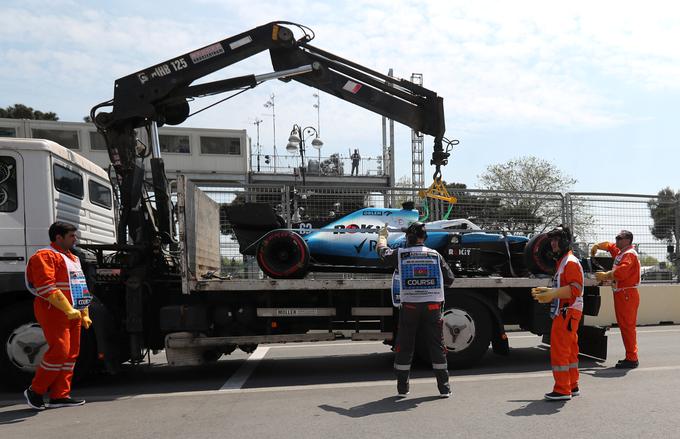 Geroge Russell je ostal brez poškodovanega dirkalnika. | Foto: Reuters