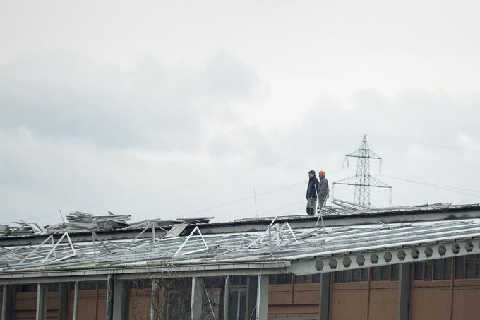 Delavci trenutno z obstoječih objektov odstranjujejo 2.350 sončnih fotonapetostnih panelov in preostalih elementov sončne elektrarne. Te bodo shranili in jih ponovno namestili na streho nove trgovine Ikea. | Foto: Ana Kovač