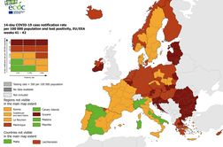 Posodobljen zemljevid ECDC: Slovenija vsa v temnordeči barvi