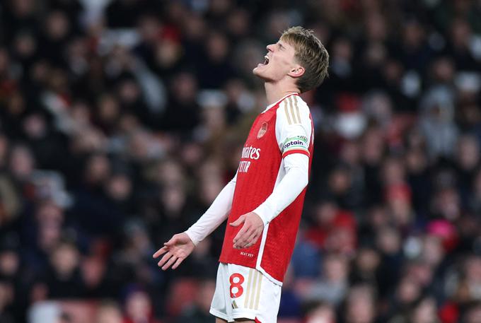 Arsenal je zapravil svoje priložnosti, kapetan Martin Odegaard je bil vse prej kot vesel. | Foto: Reuters