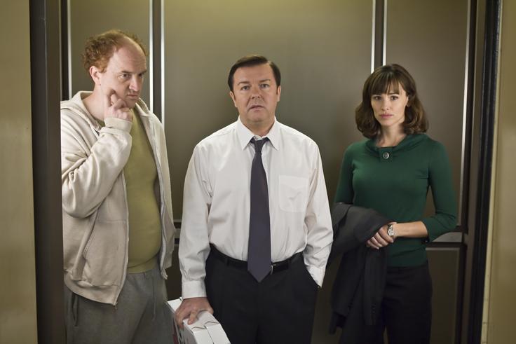 Louis C. K., Ricky Garvais in Jennifer Garner v filmu Izum laži. | Foto: IMDb