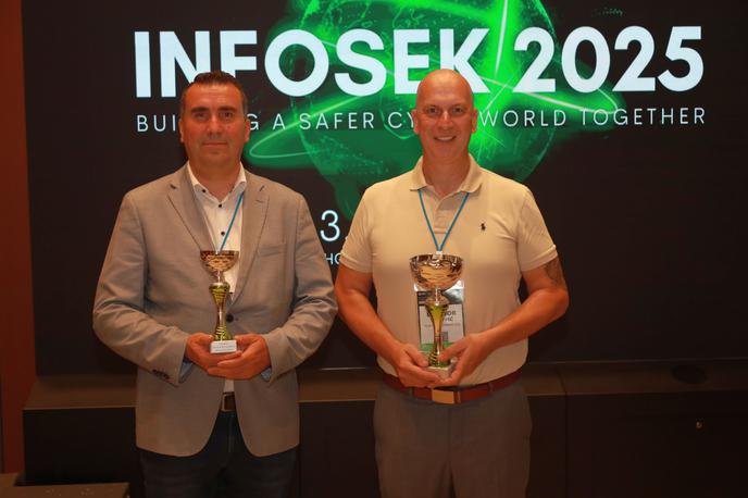 Matjaž Beričič, Dalibor Vuković, nagrada, Telekom Slovenije | Matjaž Beričič in Dalibor Vuković sta na letošnjem dogodku prejela visoki priznanji za prispevek h kibernetski varnosti v Sloveniji. | Foto Telekom Slovenije
