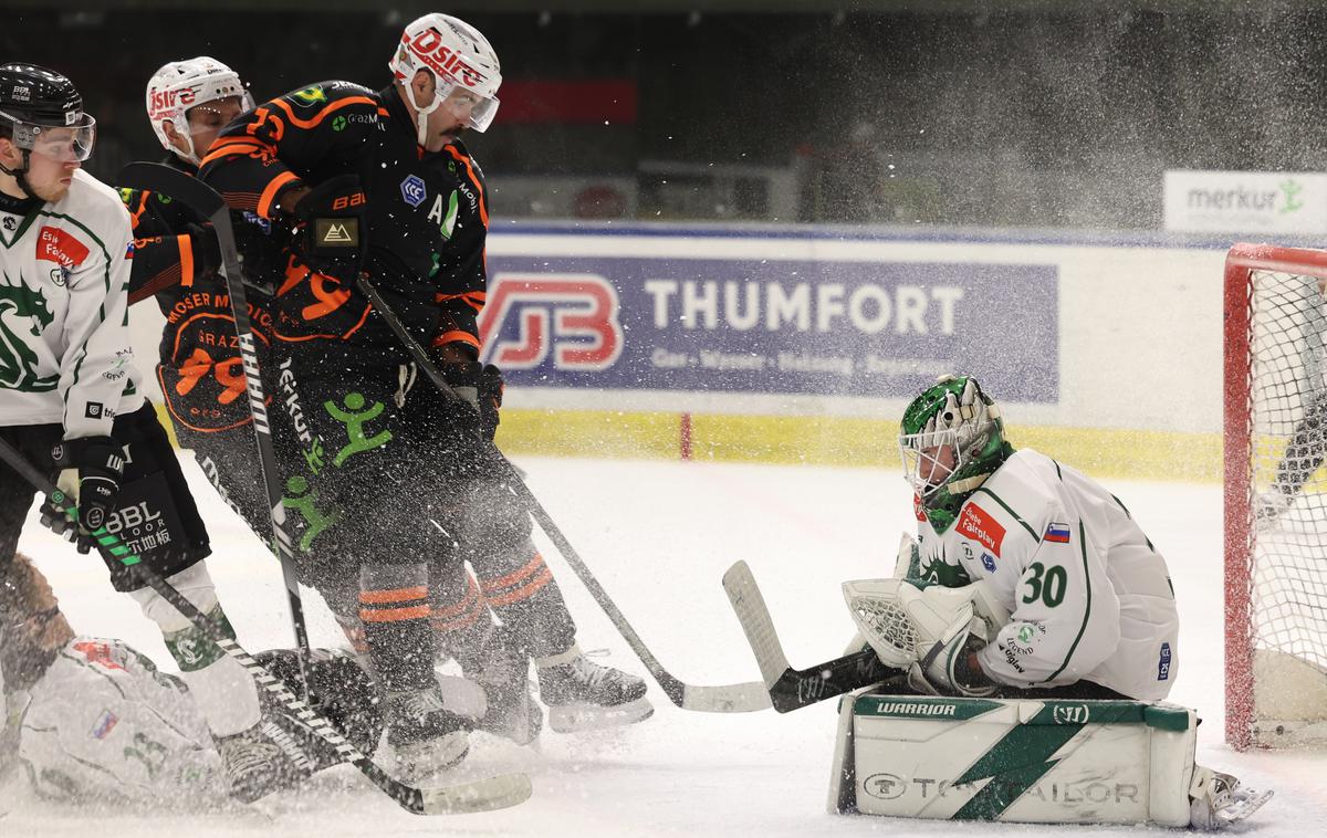 Graz 99ers : Hk Olimpija, Luka Kolin | Olimpija gostuje v Gradcu, vrata zmajev brani Luka Kolin. | Foto Werner Krainbucher