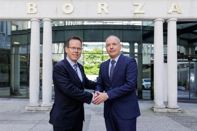 Predsednik uprave Gorenjske banke Mario Henjak in predsednik Ljubljanske borze Aleš Ipavec. | Foto: Gorenjska Banka