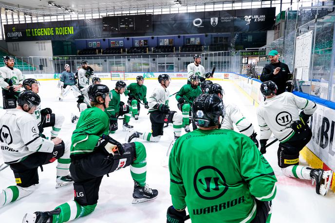 HK Olimpija | Hokejisti Olimpije so dopoldne opravili zadnji domači trening pred odhodom na Južno Tirolsko, kjer bodo v torek zvečer začeli četrtfinalno serijo z Bolzanom. | Foto Aleš Fevžer
