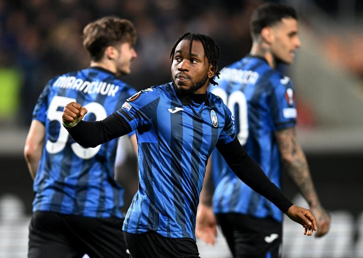 Atalanta in Sporting sta prvo tekmo tudi končala z remijem, 1:1, tokrat pa so Italijani v Bergamu slavili z 2:1, pri čemer sta po vodstvu gostov v prvem polčasu v uvodu drugega po podajah Alekseja Mirančuka zadela Ademola Lookman in Gianluca Scamacca. | Foto: Reuters