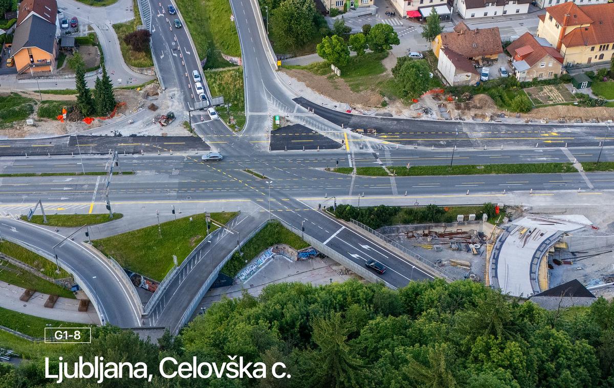Celovška cesta | Od danes do predvidoma konca julija je zaradi gradnje polnega priključka iz avtocestnega predora Šentvid na Celovško cesto spremenjena prometna ureditev od križišča Celovške in Prušnikove do križišča Celovške in Kosmačeve.  | Foto InfoPot