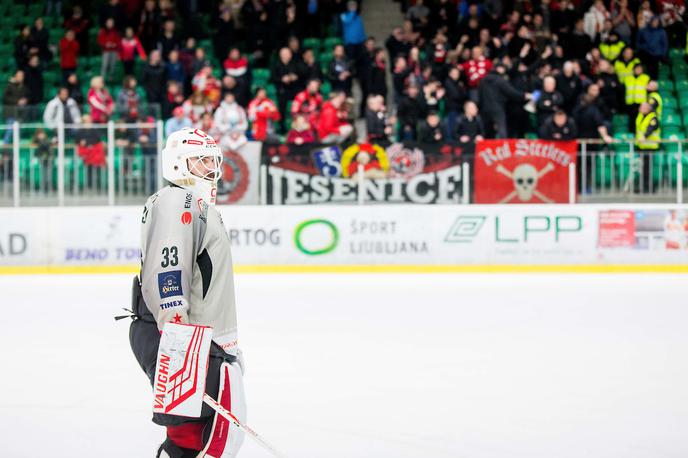 Clarke Saunders HK SŽ Olimpija HDD Jesenice | Vratar Clarke Saunders bo okreval dlje, kot so pričakovali na Gorenjskem, kjer iščejo zamenjavo. | Foto Žiga Zupan/Sportida