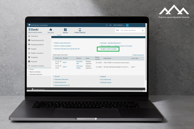 Vpogled v davčne podatke prek računalnika | Foto: FURS
