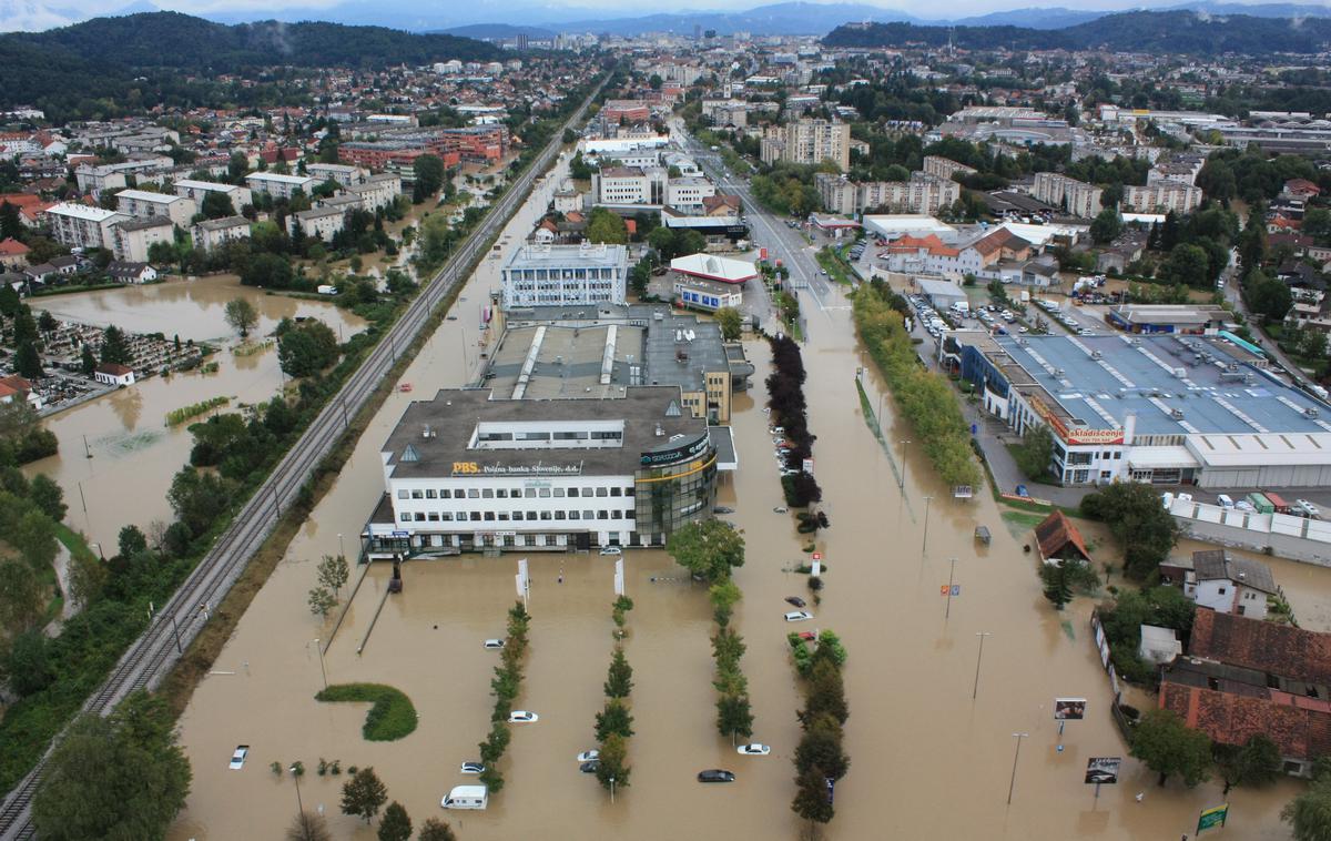 Poplava v Ljubljani leta 2010 | Poplavljen del Ljubljane leta 2010 | Foto STA