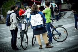 Protestniki na kolesih v Ljubljani