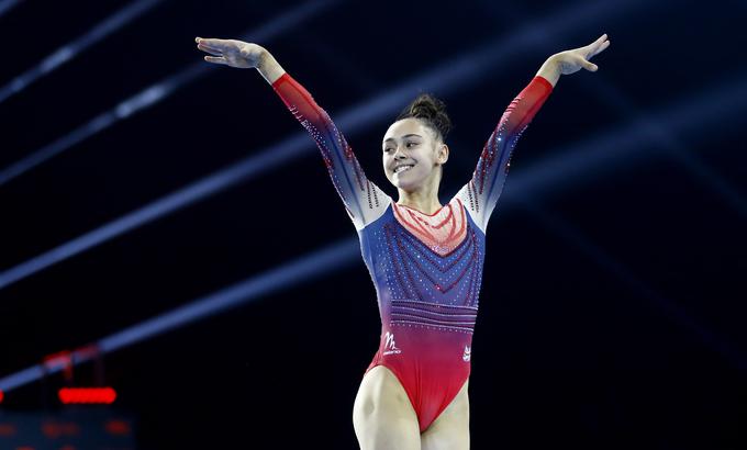 16-letna Jessica Gadirova je po bronu in srebru osvojila še zlato na parterju. | Foto: Guliverimage/Vladimir Fedorenko