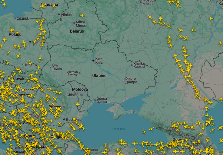 Ukrajina FlightRadar24 | Foto: Flightradar24