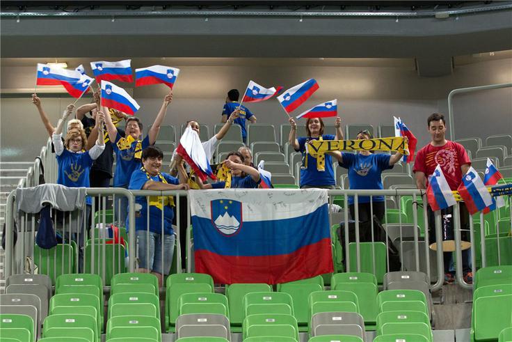 Navijači Verone odeti v slovenske barve. | Foto: 