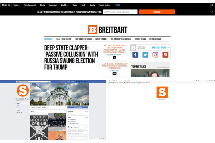 Breitbart kolaž | Zgoraj slika Breitbart News, spodaj pa srbska različica. | Foto printscreen