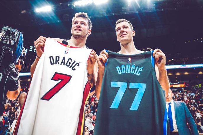 Goran Dragić Luka Dončić | Luka Dončić in Goran Dragić sta osrednji slovenski imeni v ligi NBA in hkrati zvezdnika v najmočnejšem klubskem tekmovanju na svetu. | Foto Twitter