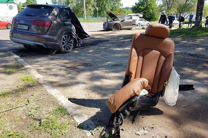 audi Q7 prometna nesreča | Prizor silovite prometne nesreče iz Rusije, ki pa jo je voznik preživel.  | Foto policija