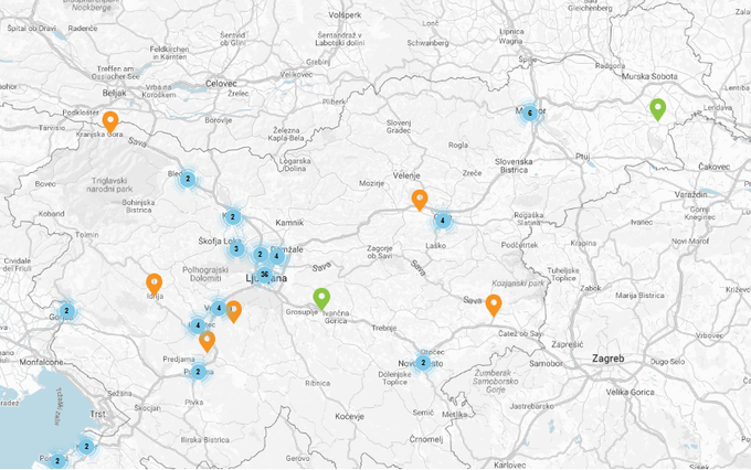 Zemljevid zero waste trgovin prikazuje trgovine po vsej Sloveniji, kjer je možno nakupovati določene izdelke brez embalaže - prineseš svojo ali pa je ta vračljiva. Vir: Ekologi brez meja/ Zero Waste Slovenija.

 | Foto: Ekologi brez meja