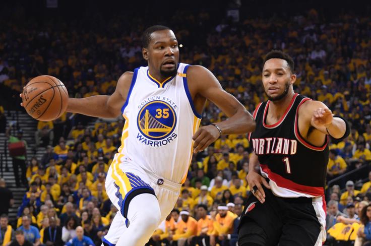 Kevin Durant je izpustil drugo in tretjo tekmo proti Portlandu. | Foto: Reuters