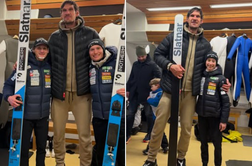 Nor prizor! Simpatični orjak višji od smučk nasmejane Nike Prevc