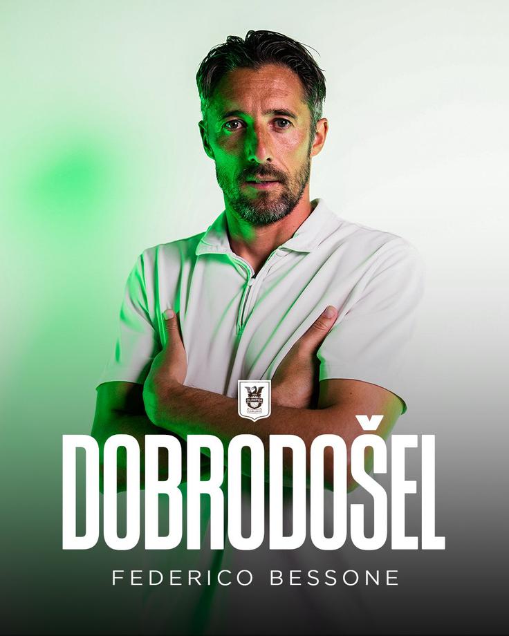 Federico Bessone je na klopi Olimpije nasledil Erwina van de Looija. | Foto: X/posnetek zaslona