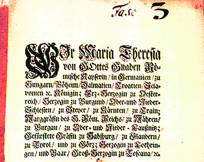 Patent Marije Terezije, 1758, s katerim je kranjskim deželnim stanovom za dvajset let podelila tobačne dohodke. | Foto: 