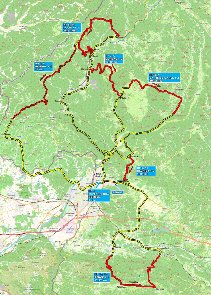 Zemljevid trase 12. izvedbe novogoriškega relija. | Foto: 