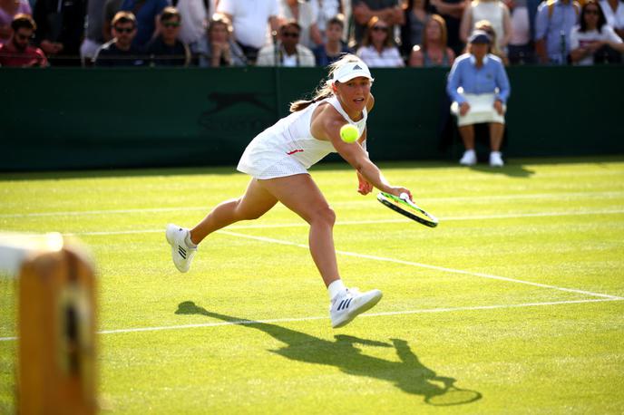 Kaja Juvan | Kaja Juvan se je v zadnji sezoni prebila do drugega kroga Wimbledona, kjer je zelo dobro igrala proti Sereni Williams. | Foto Gulliver/Getty Images